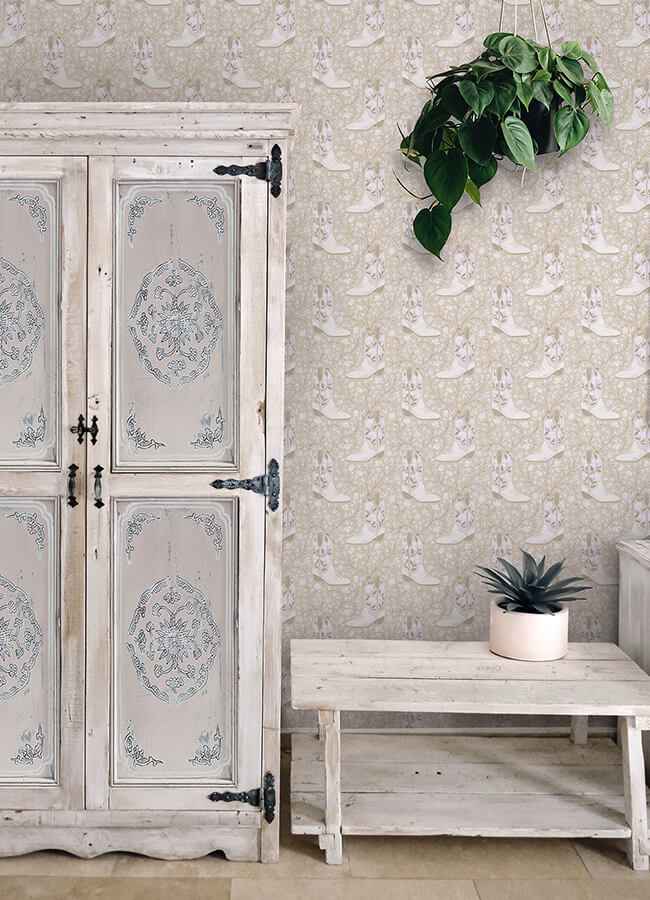 Cowgirl Like Me Beige Peel and Stick Wallpaper - York Wallcoverings - RMWS1261 - York Wallcoverings Wallpaper