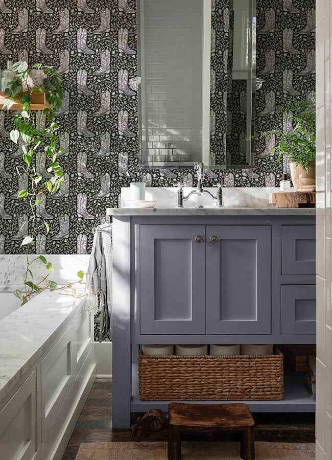 Cowgirl Like Me Black Peel and Stick Wallpaper - York Wallcoverings - RMWS1264 - York Wallcoverings Wallpaper