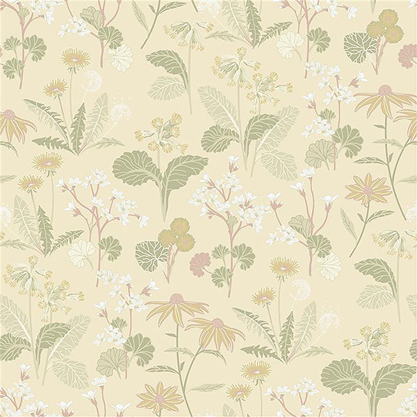 magdalena-light-yellow-dandelion-wallpaper-york-wallcoverings-4080-92135 - York Wallcoverings Papel pintado