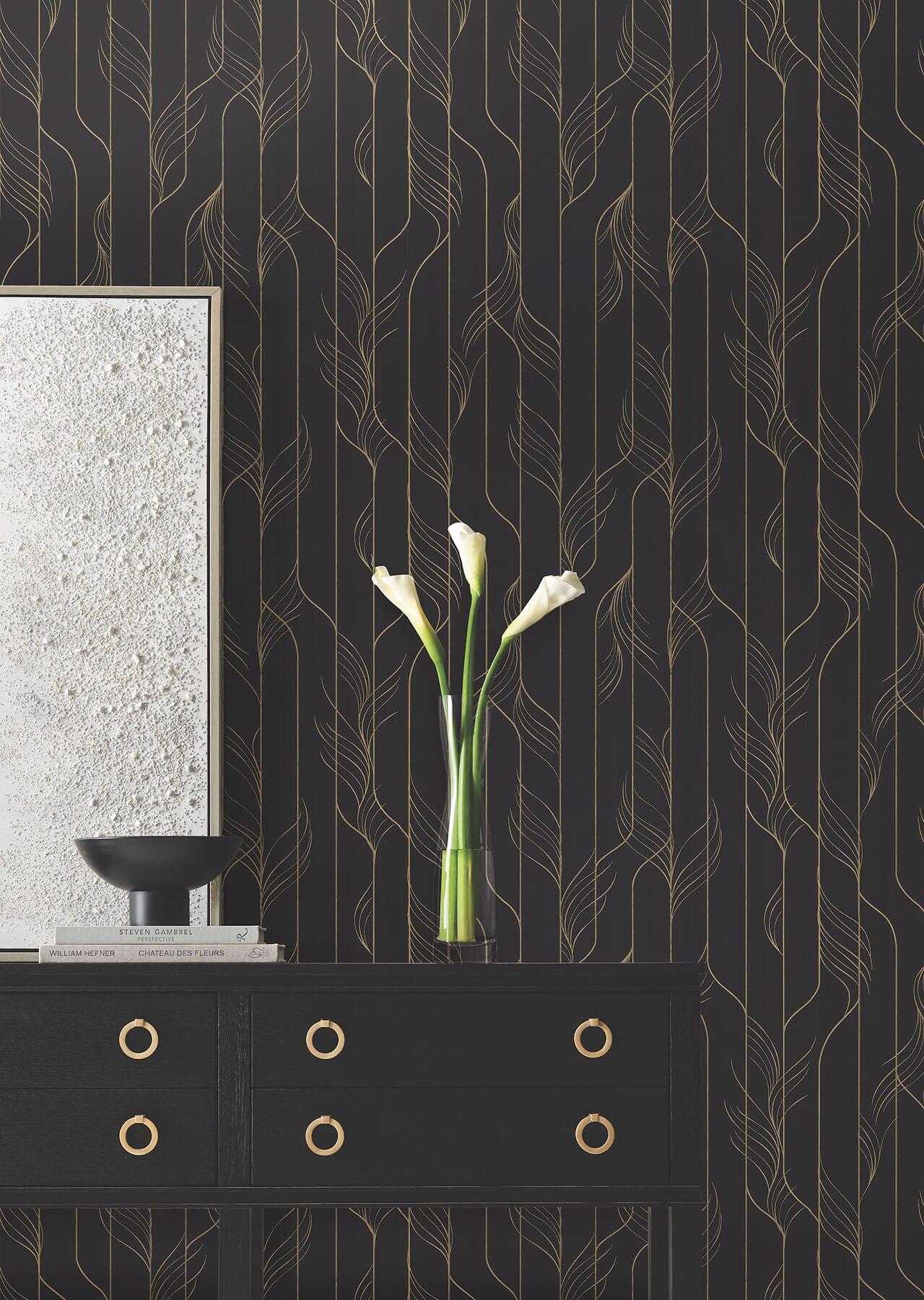 elemental-thread-black-gold-wallpaper-york-wallcoverings-df3305 - York Wallpaper Wallpaper