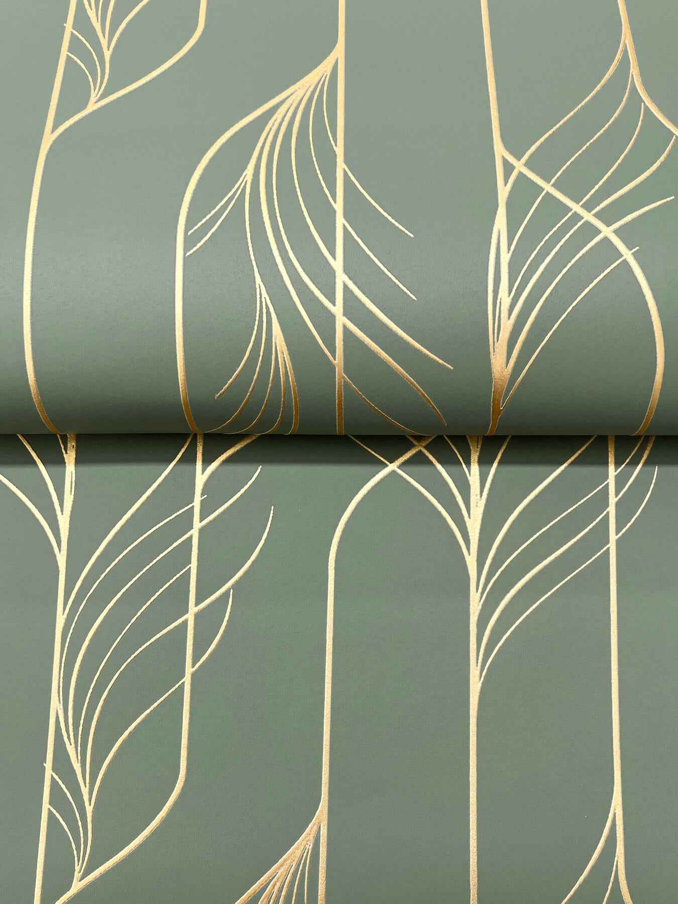 Elemental Thread Green & Gold Wallpaper - York Wallcoverings - DF3306