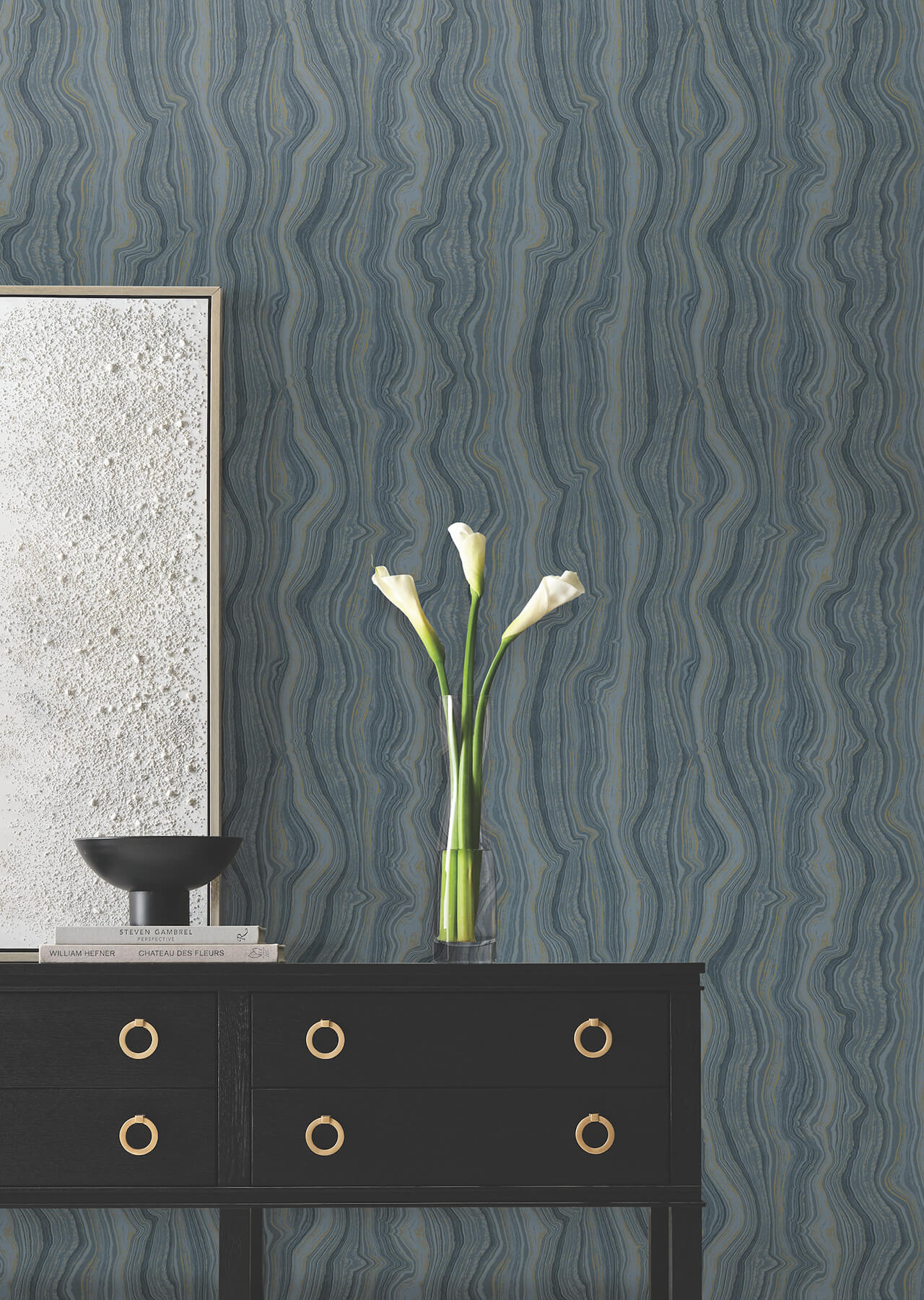 mineral-shimmer-denim-gold-wallpaper-york-wallcoverings-df3321 - York Wallcoverings Wallpaper
