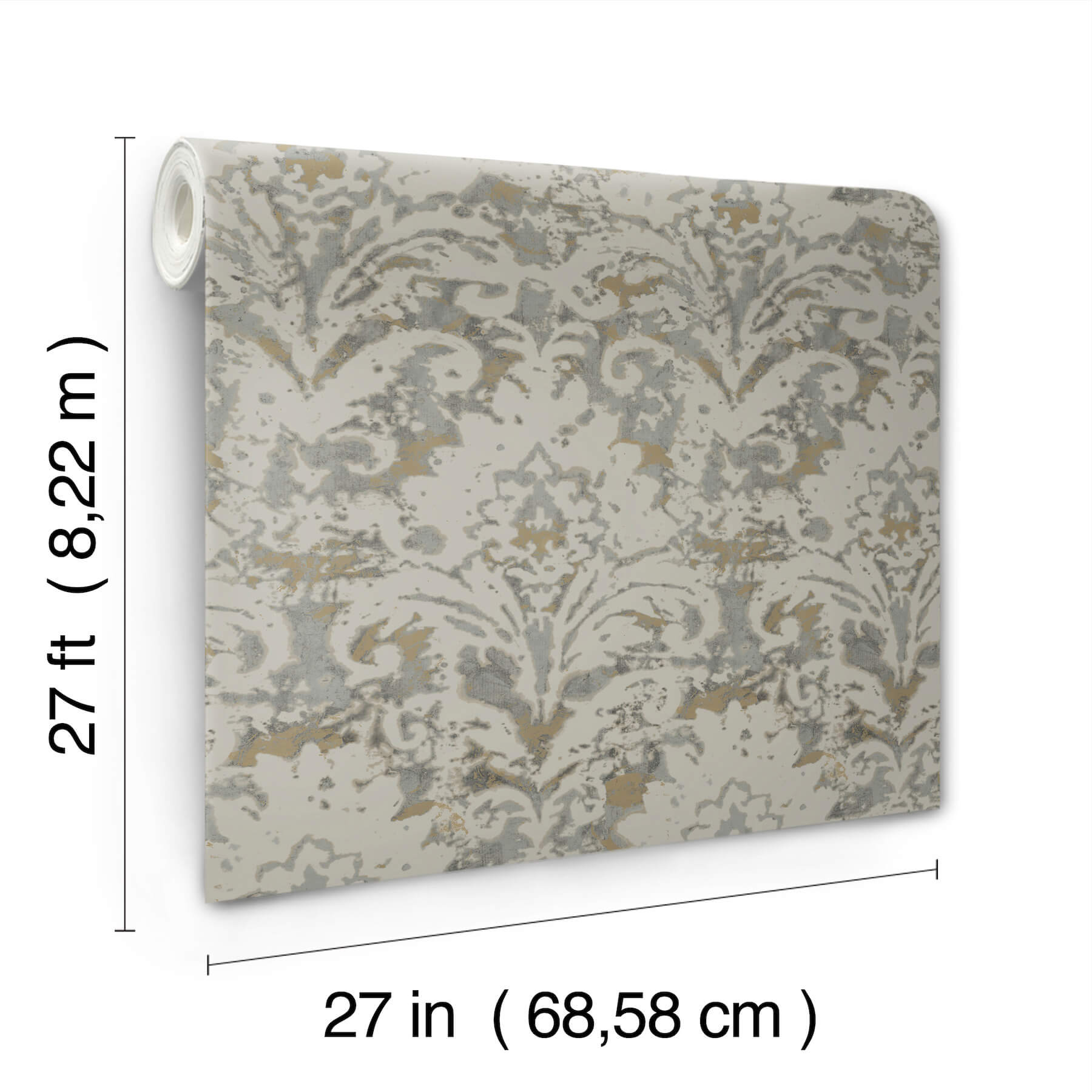 velvet-crush-damask-taupe-gold-wallpaper-york-wallcoverings-df3331 - York Wallcoverings Wallpaper