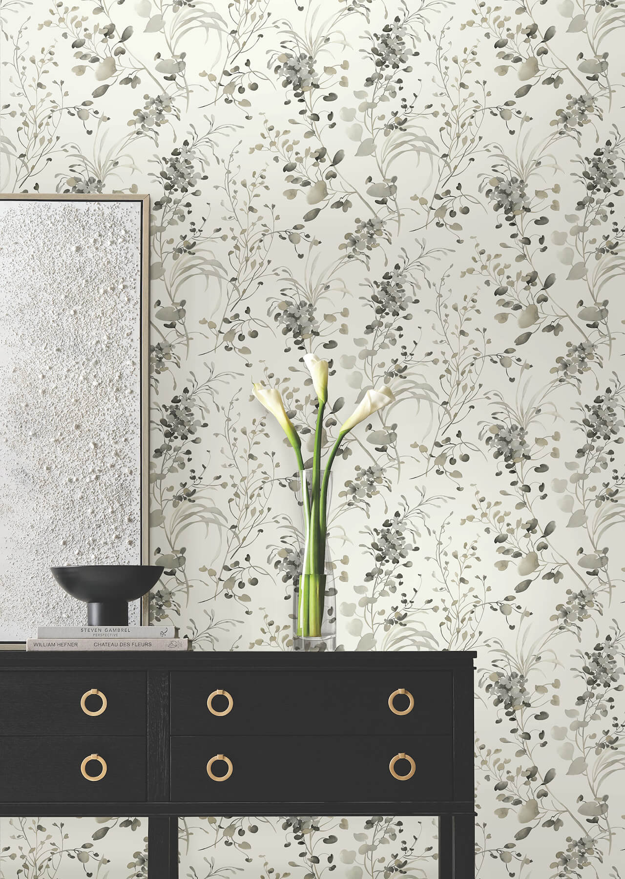 spring-whispers-charcoal-wallpaper-york-wallcoverings-df3342 - York Wallpaper Wallpaper