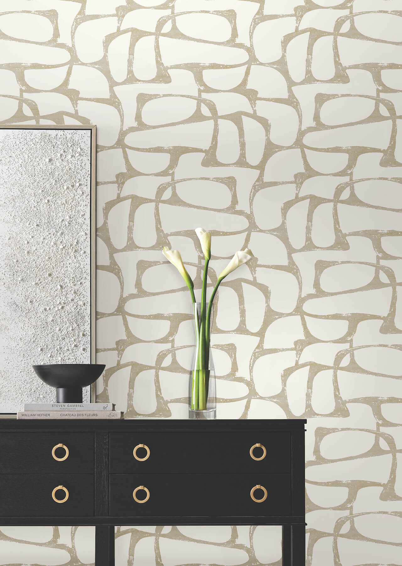 craftsman-geometric-white-gold-wallpaper-york-wallcoverings-df3351 - York Wallpaper Wallpaper