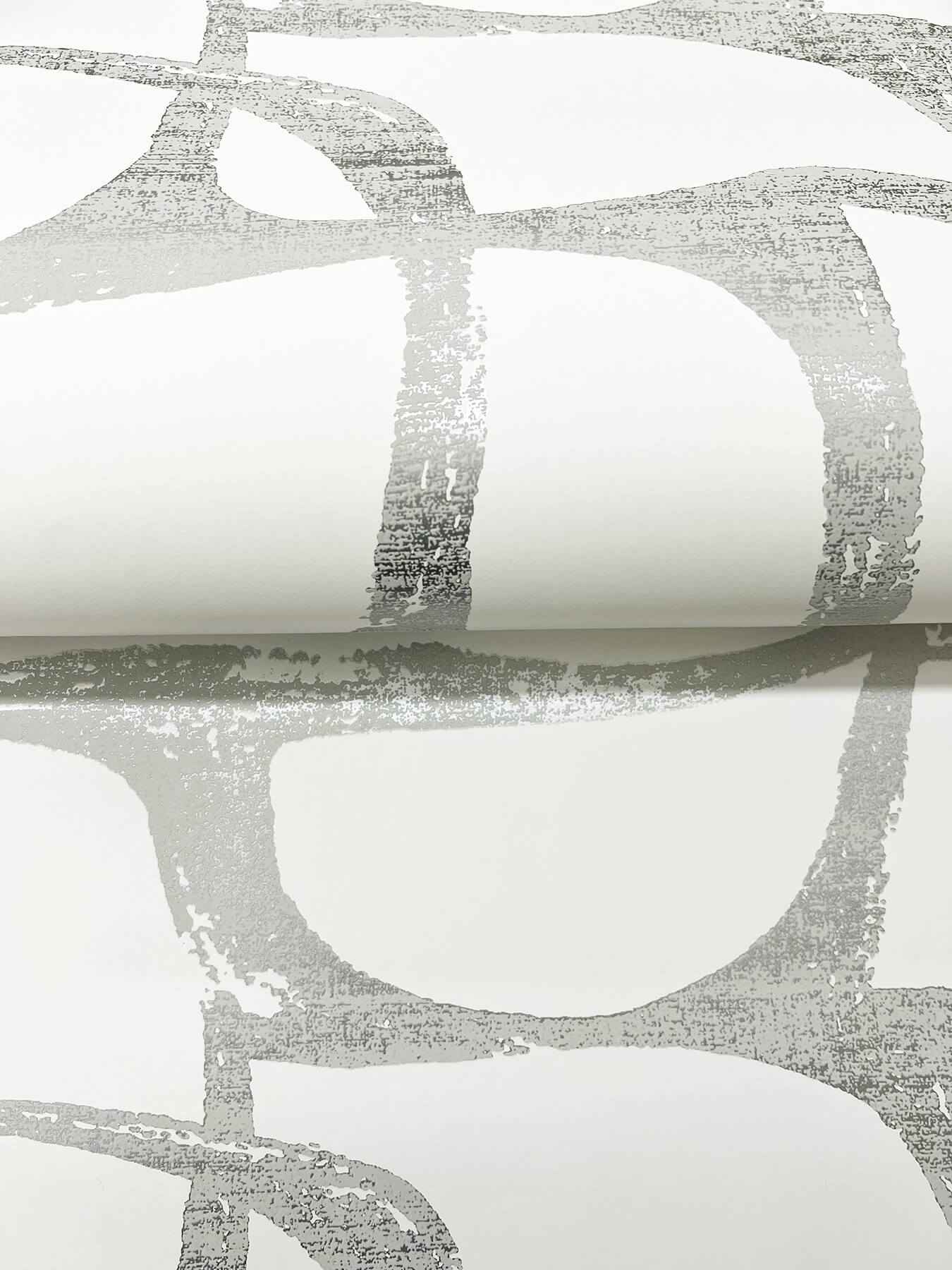 Craftsman Geometric White & Silver Wallpaper - York Wallcoverings - DF3356 - York Wallcoverings Wallpaper