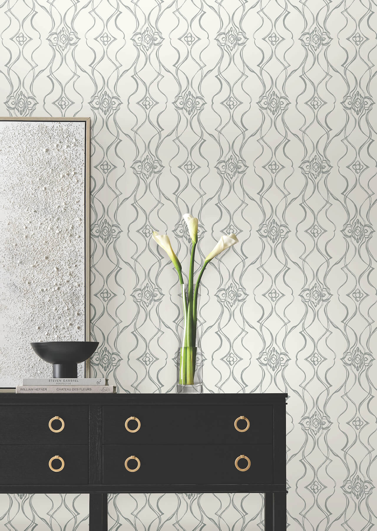pirouette-white-silver-wallpaper-york-wallcoverings-df3373 - York Wallcoverings Wallpaper