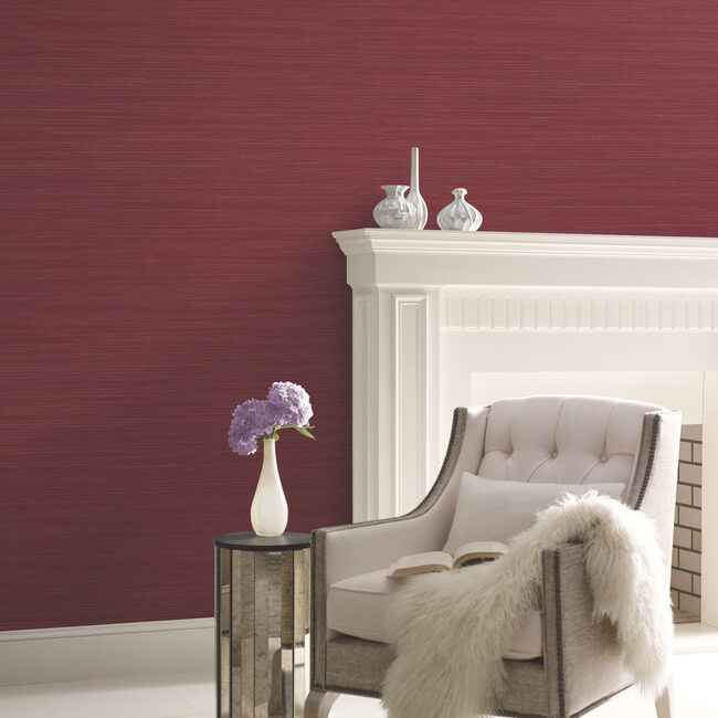 Silk Weave Textile Wallcovering Cranberry - York Wallcoverings - HW3579R - York Wallcoverings Wallpaper