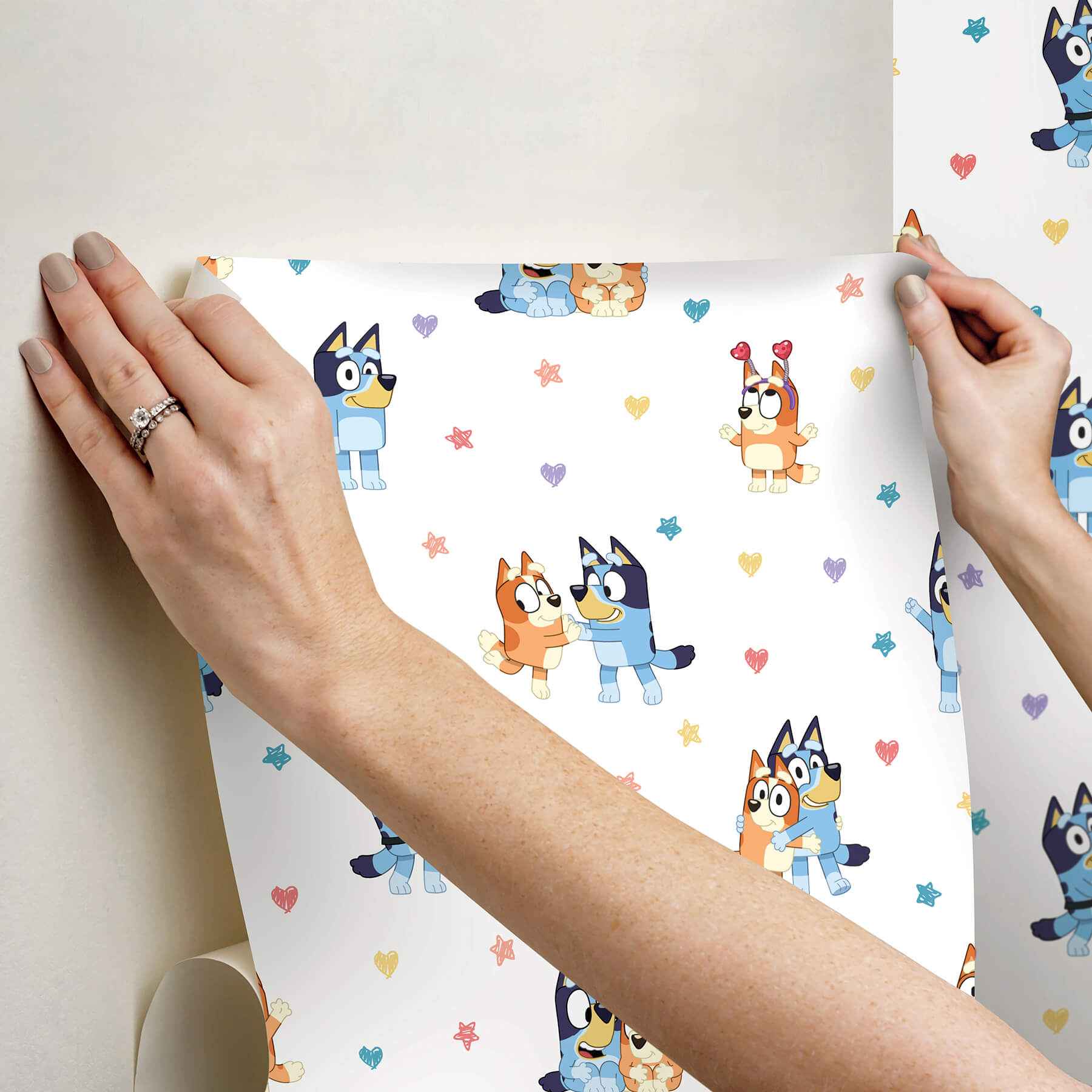 Bluey Bingo Hearts Multicolor Peel and Stick Wallpaper - York Wallcoverings - RMWS1307 - York Wallcoverings Wallpaper
