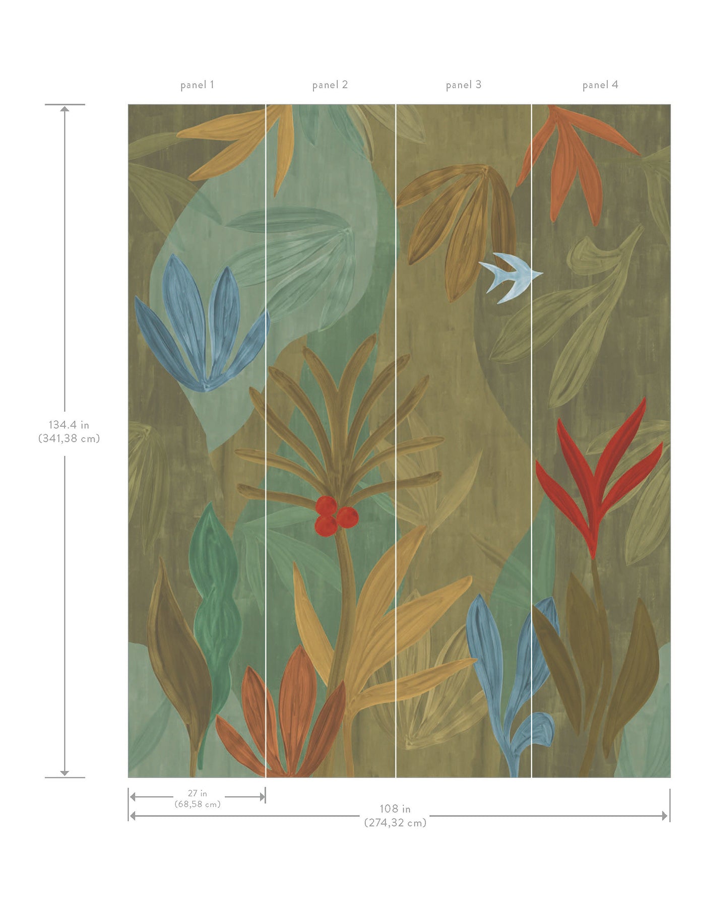 chambord-gardens-leaf-olive-wall-mural-york-wallcoverings-zm2847m - York Wallcoverings Wallpaper