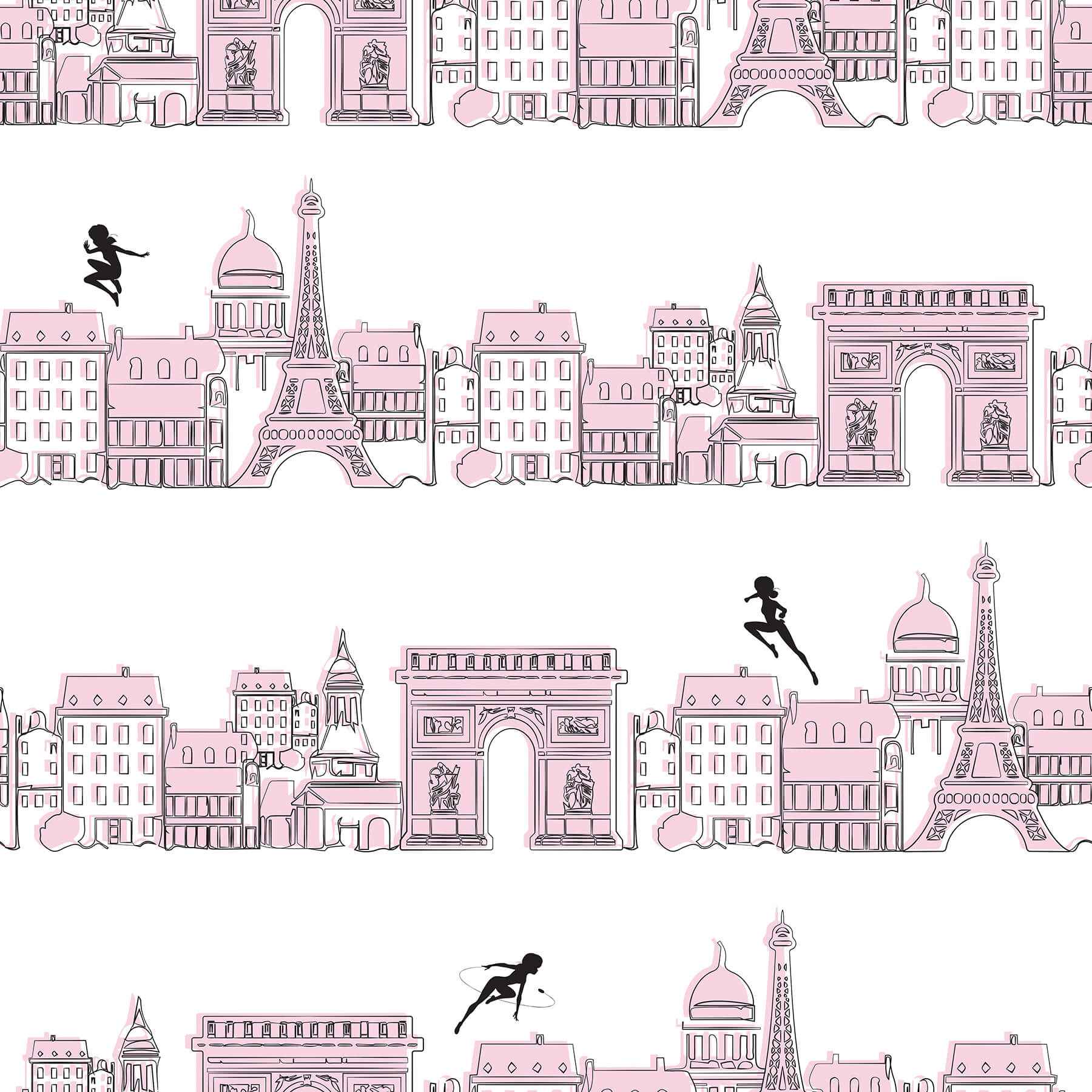Miraculous Ladybug Charming Paris Pink Peel and Stick Wallpaper - York Wallcoverings - RMWS1302 - York Wallcoverings Wallpaper