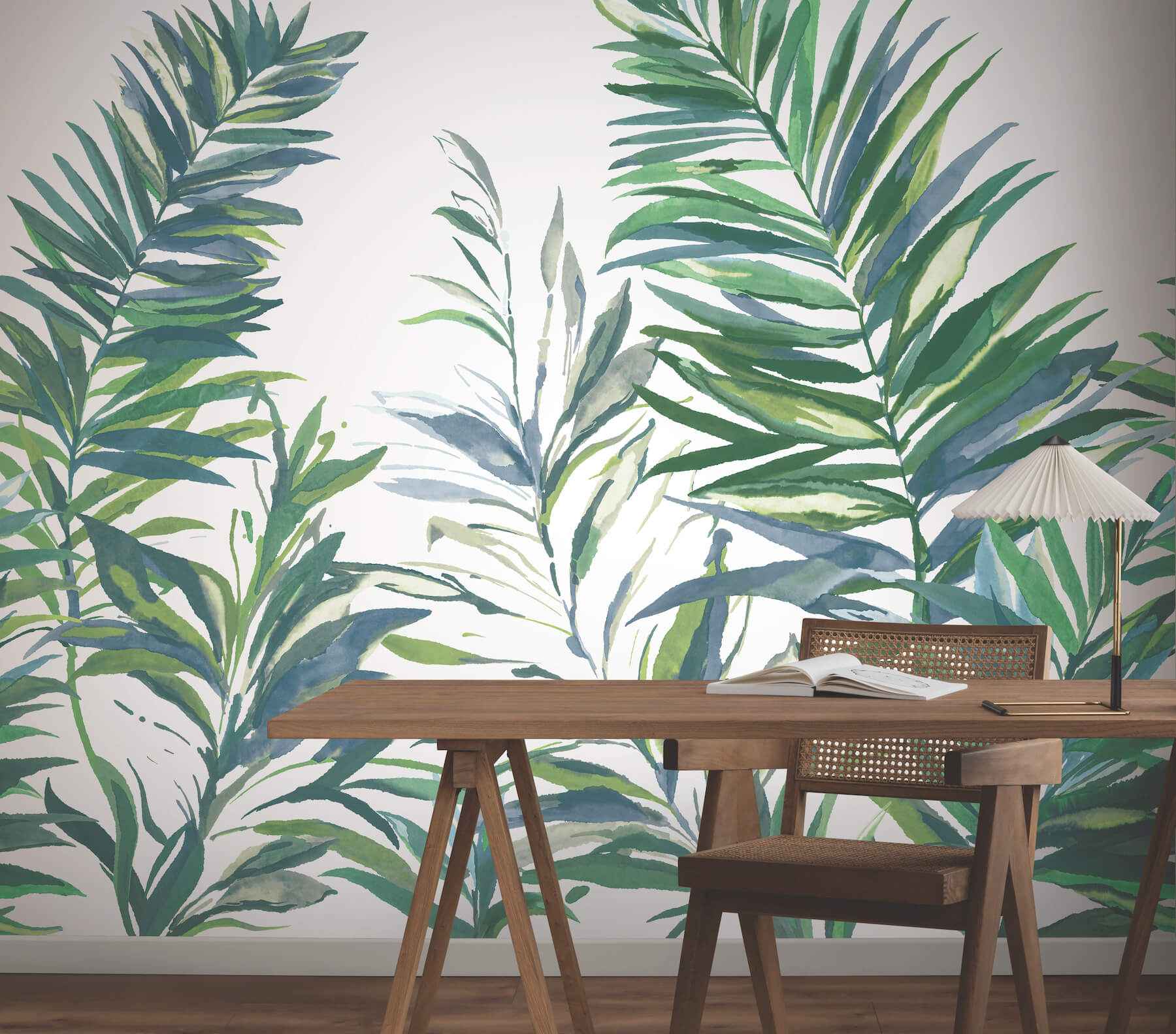 Swaying Palms Green & Blue Mural - York Wallcoverings - GN2546M - York Wallcoverings Wallpaper