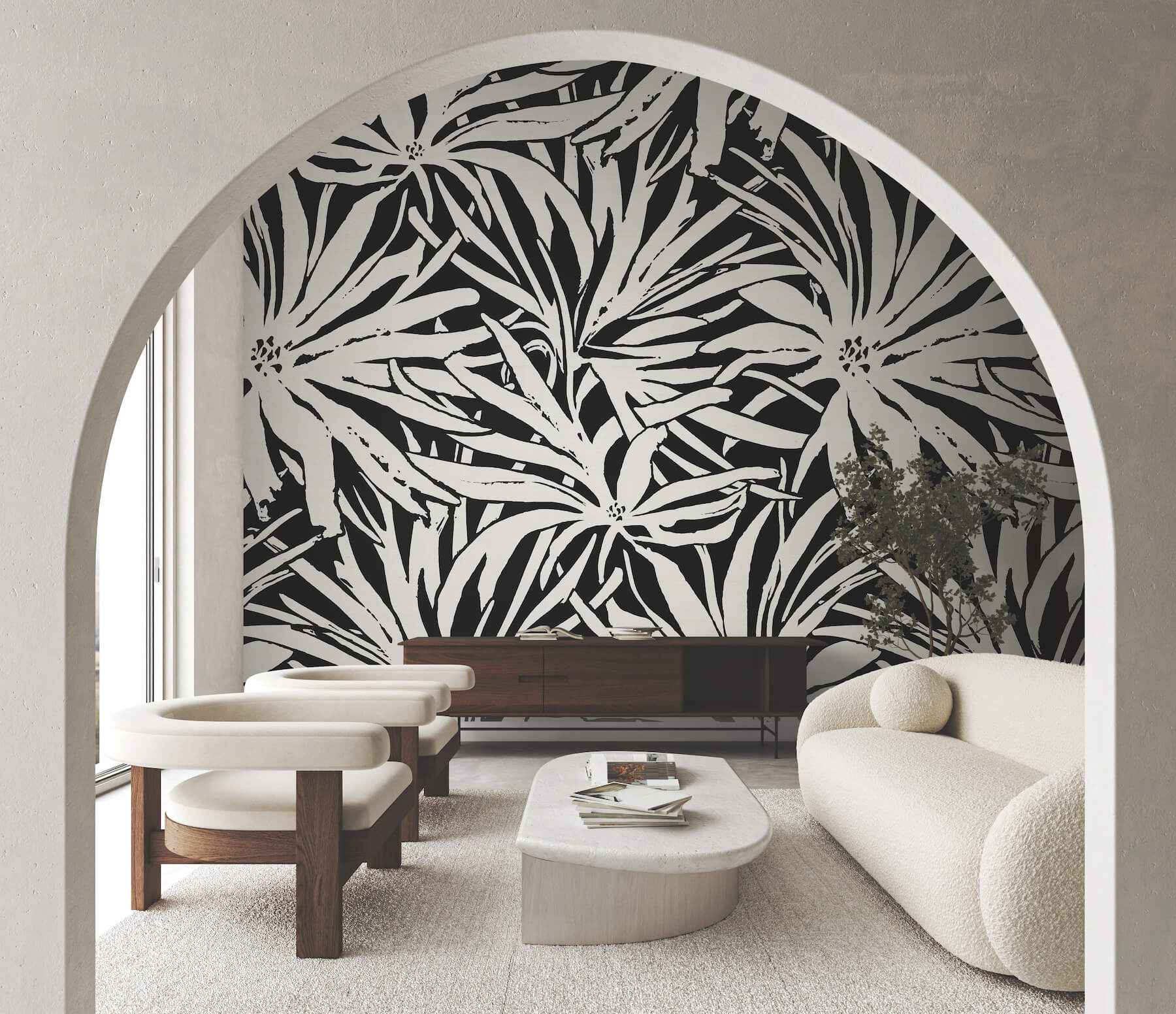 Floral Canopy Black Mural - York Wallcoverings - GN2576M - York Wallcoverings Wallpaper