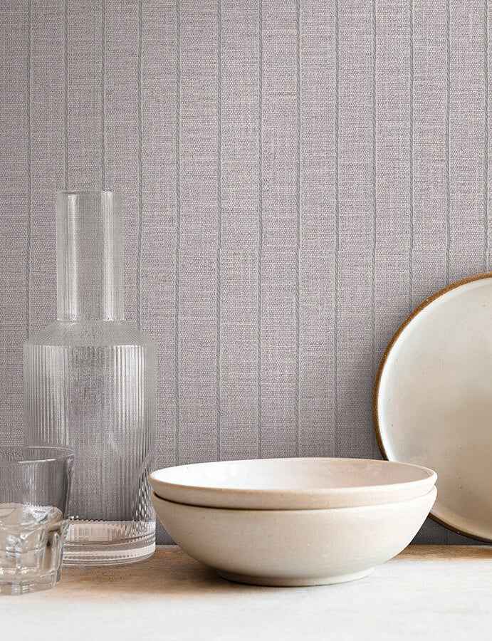 Cording Stripe Dove Grey Wallpaper - York Wallcoverings - SI26127 - York Wallcoverings Wallpaper