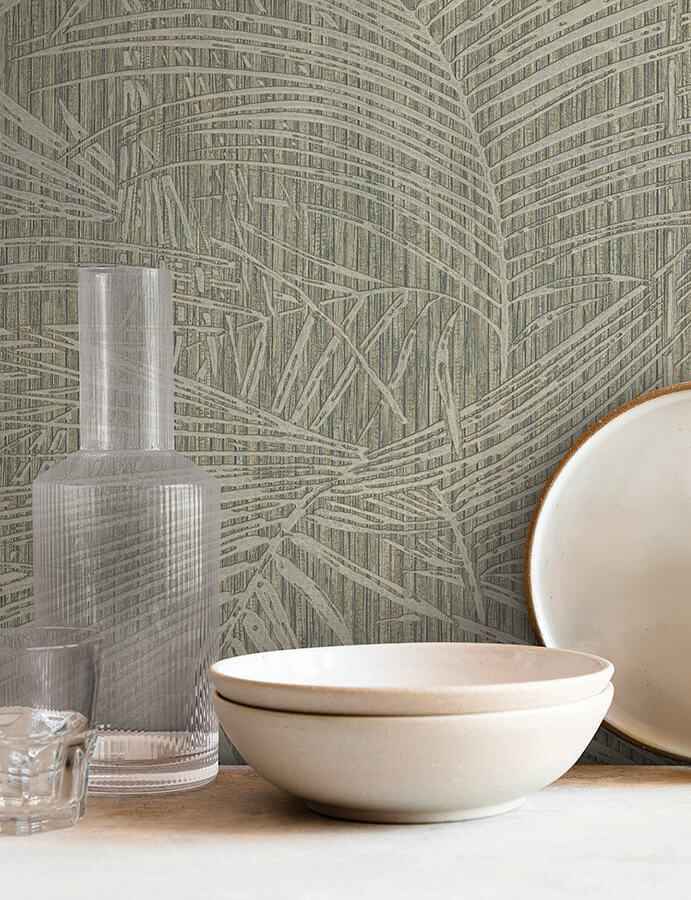 Della Palm Dark Taupe Wallpaper - York Wallcoverings - SI50612 - York Wallcoverings Wallpaper
