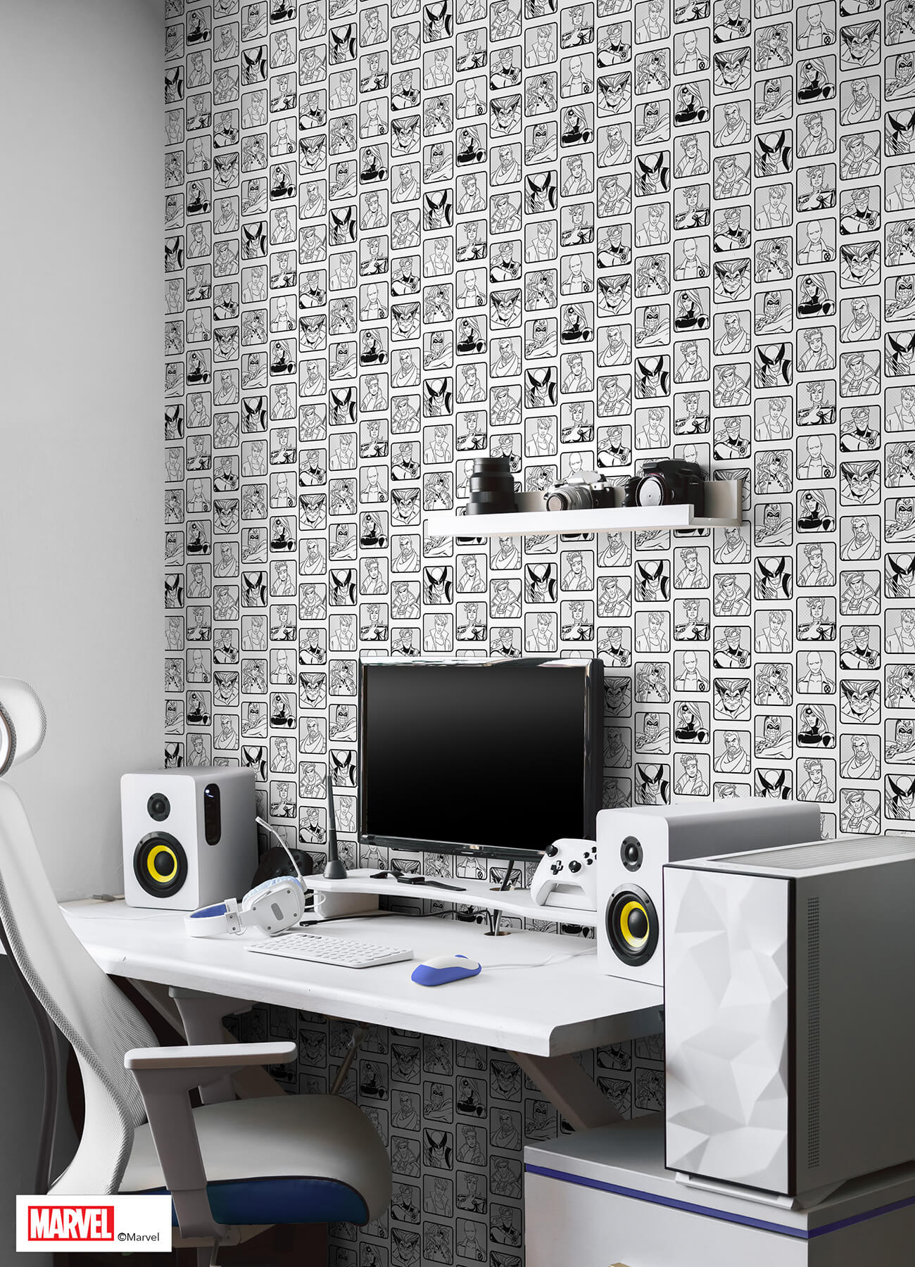 x-men-97-comic-cast-black-and-white-peel-and-stick-wallpaper-york-wallcoverings-rmws1319 - York Wallcoverings Wallpaper