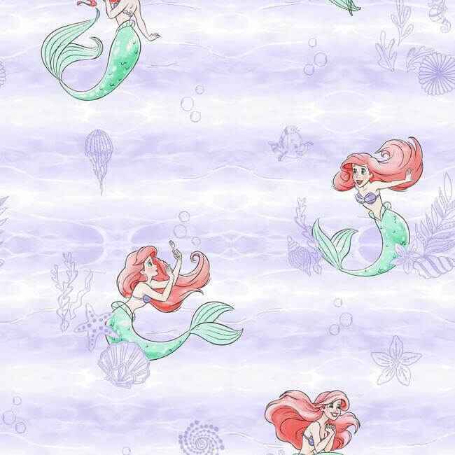 Disney the Little Mermaid Swim Purple Wallpaper - York Wallcoverings - DI0955 - York Wallcoverings Wallpaper
