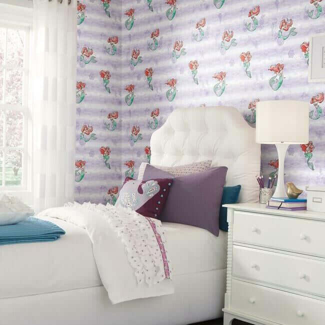 disney-the-little-mermaid-swim-purple-wallpaper-york-wallcoverings-di0955 - York Wallpaper Wallpaper