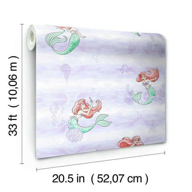 disney-the-little-mermaid-swim-purple-wallpaper-york-wallcoverings-di0955 - York Wallpaper Wallpaper