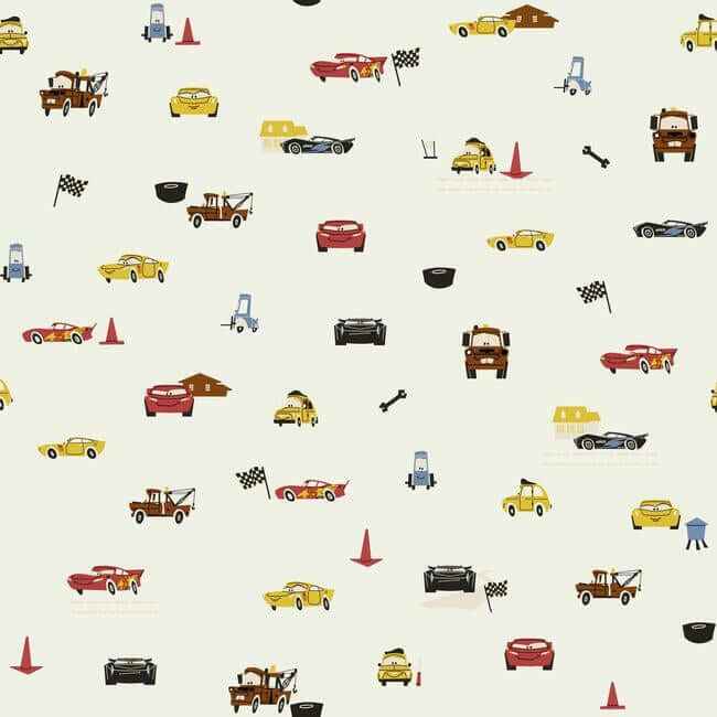 Disney & Pixar Cars Racing Spot Cream Wallpaper - York Wallcoverings - DI0922