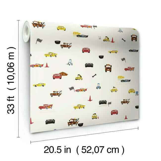 Disney & Pixar Cars Racing Spot Cream Wallpaper - York Wallcoverings - DI0922 - York Wallcoverings Wallpaper