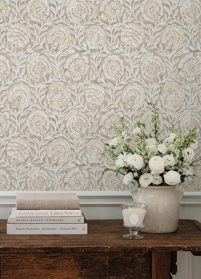 Aliviya Peppercorn Peel and Stick Wallpaper - York Wallcoverings - NNS6508 - York Wallcoverings Wallpaper