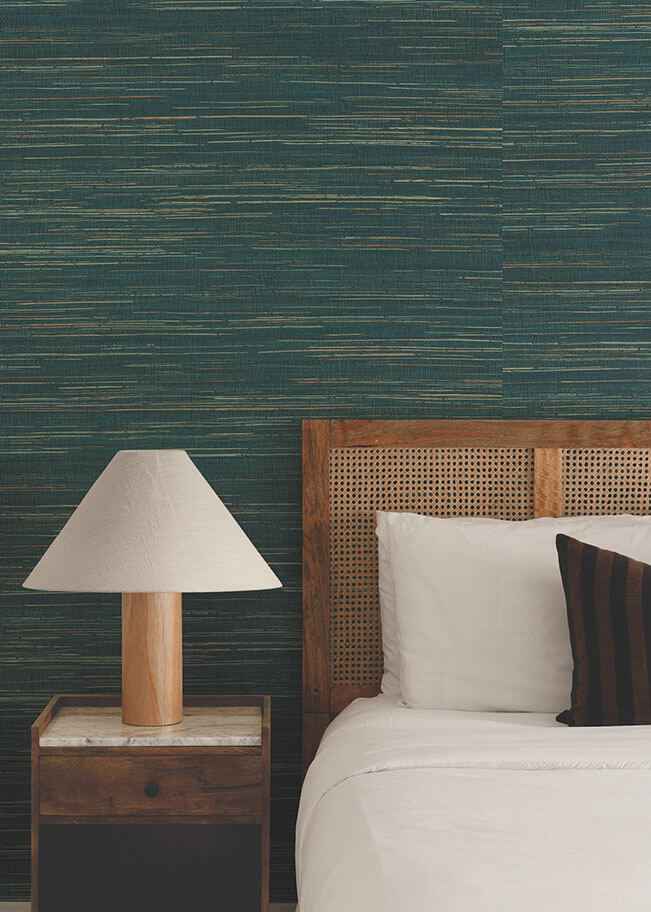 Kira Teal Hemp Grasscloth Wallpaper - York Wallcoverings - GRL86126 - York Wallcoverings Wallpaper