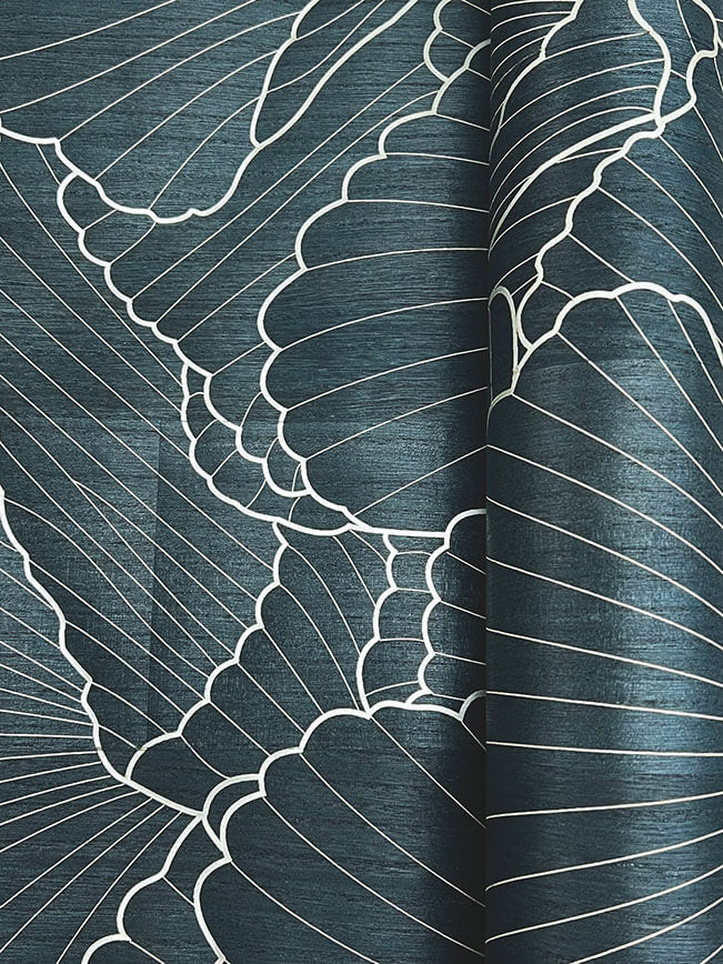 Shell Wood Veneer Navy Metallic Wallpaper - York Wallcoverings - YGL7000 - York Wallcoverings Wallpaper