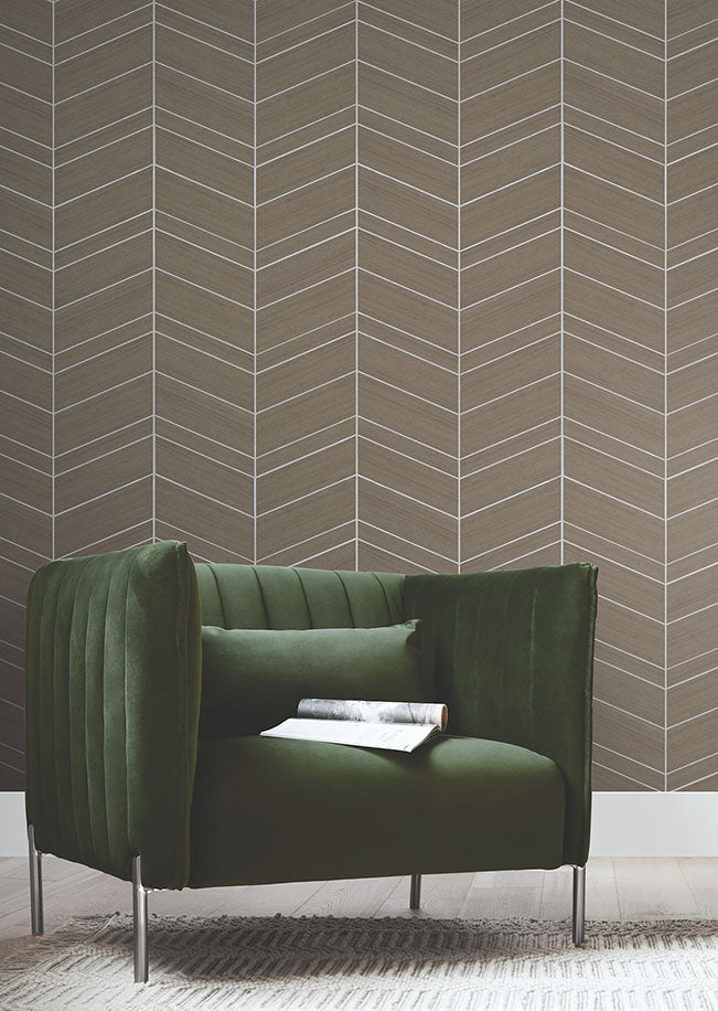 Chevron Abaca Cinnamon Wallpaper - York Wallcoverings - YGL7024 - York Wallcoverings Wallpaper