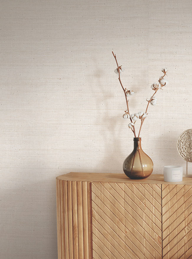Painted Raffia White / Natural Wallpaper - York Wallcoverings - YGL7042 - York Wallcoverings Wallpaper