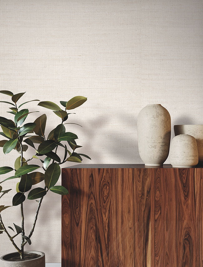 Painted Raffia White / Natural Wallpaper - York Wallcoverings - YGL7042 - York Wallcoverings Wallpaper