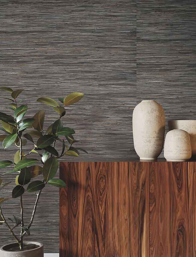 Shimmering Hemp Black / Silver Wallpaper - York Wallcoverings - YGL7077 - York Wallcoverings Wallpaper