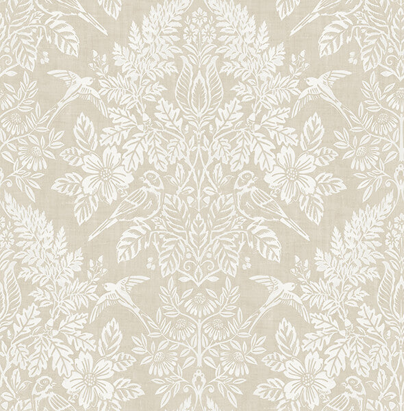 finch-neutral-woodland-damask-wallpaper-york-wallcoverings-4173-27621 - York Wallcoverings Wallpaper