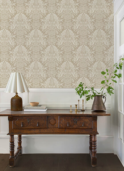 finch-neutral-woodland-damask-wallpaper-york-wallcoverings-4173-27621 - York Wallcoverings Wallpaper