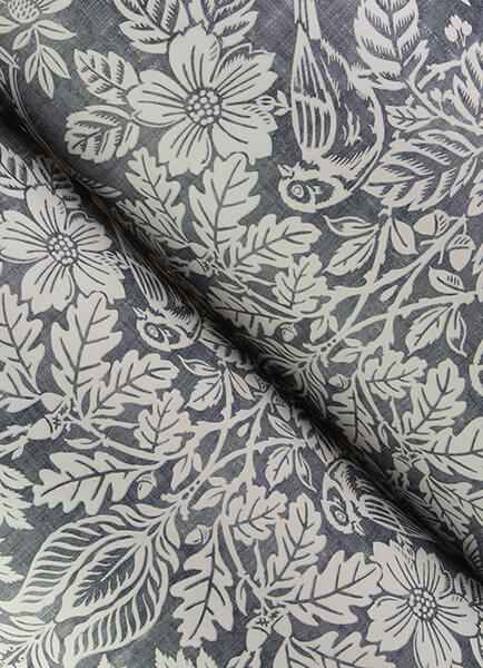 Finch Blue Woodland Damask Wallpaper - York Wallcoverings - 4173-27622 - York Wallcoverings Wallpaper