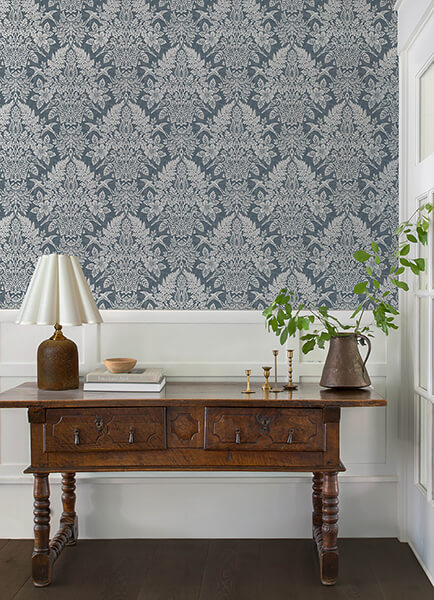 finch-blue-woodland-damask-wallpaper-york-wallcoverings-4173-27622 - York Wallcoverings Wallpaper
