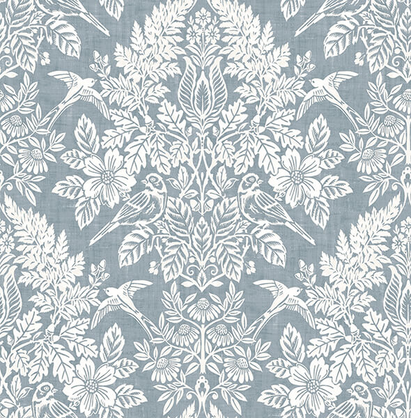 finch-light-blue-woodland-damask-wallpaper-york-wallcoverings-4173-27623 - York Wallcoverings Wallpaper