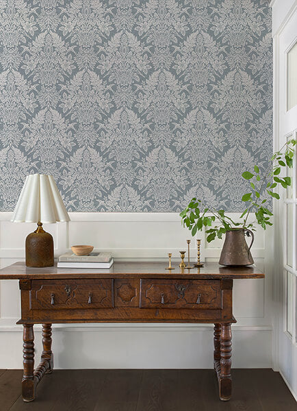 finch-light-blue-woodland-damask-wallpaper-york-wallcoverings-4173-27623 - York Wallcoverings Wallpaper