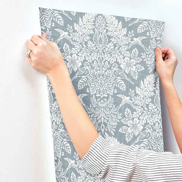 Finch Light Blue Woodland Damask Wallpaper - York Wallcoverings - 4173-27623 - York Wallcoverings Wallpaper