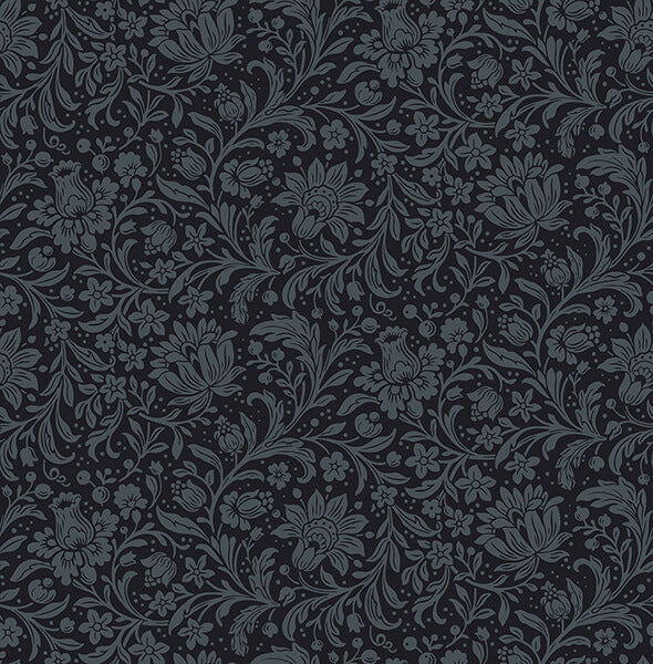 hague-dark-blue-floral-trail-wallpaper-york-wallcoverings-4173-27626 - York Wallpaper Wallpaper