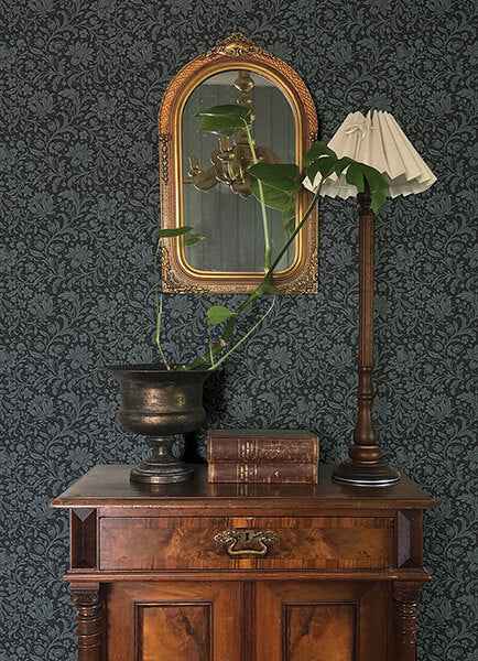 Hague Dark Blue Floral Trail Wallpaper - York Wallcoverings - 4173-27626 - York Wallcoverings Wallpaper