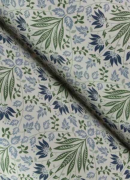 Woodbury Blue Floral Damask Wallpaper - York Wallcoverings - 4173-27632 - York Wallcoverings Wallpaper