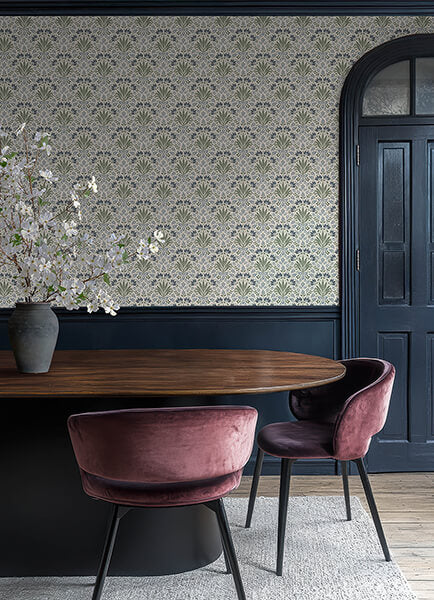 woodbury-blue-floral-damask-wallpaper-york-wallcoverings-4173-27632 - York Wallcoverings Wallpaper