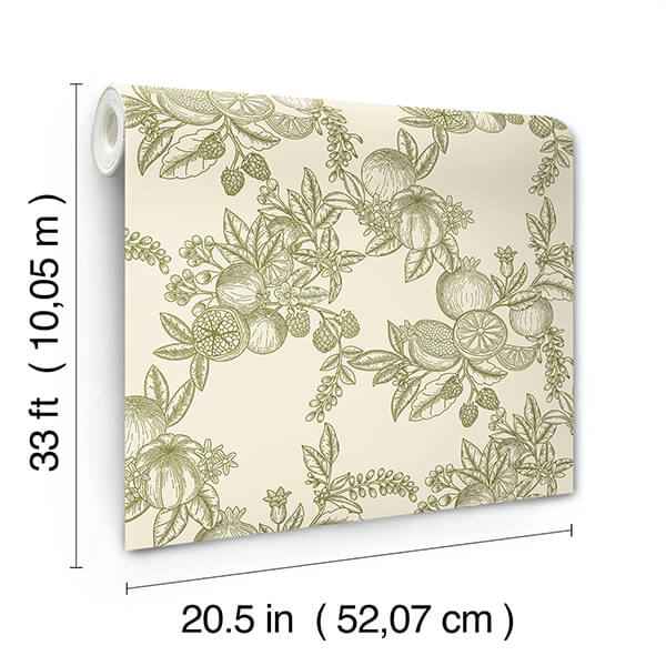 Gerty Green Fruit Toile Wallpaper - York Wallcoverings - 4173-27636 - York Wallcoverings Wallpaper