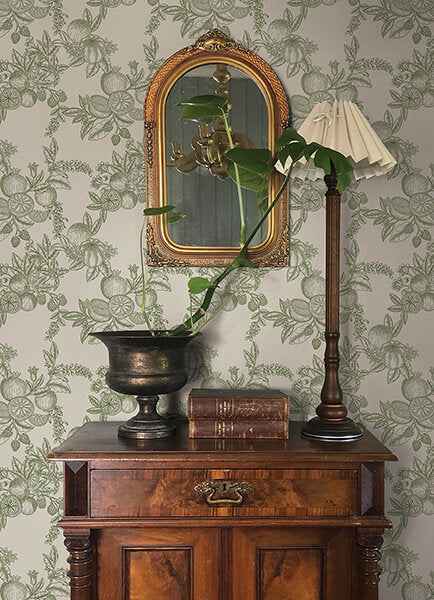 Gerty Green Fruit Toile Wallpaper - York Wallcoverings - 4173-27636