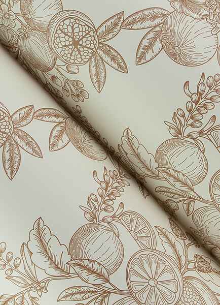 Gerty Copper Fruit Toile Wallpaper - York Wallcoverings - 4173-27638 - York Wallcoverings Wallpaper
