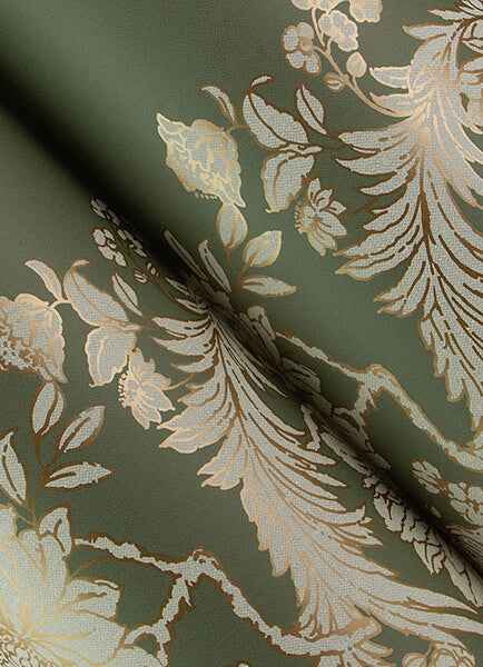 Gisela Green Floral Columns Wallpaper - York Wallcoverings - 4173-27639 - York Wallcoverings Wallpaper