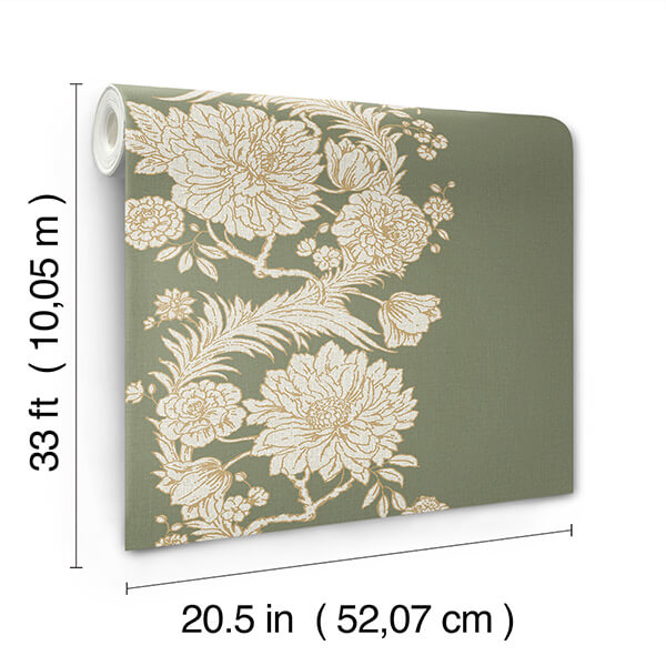 gisela-green-floral-columns-wallpaper-york-wallcoverings-4173-27639 - York Wallcoverings Wallpaper