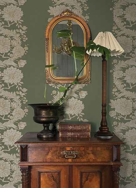 Gisela Green Floral Columns Wallpaper - York Wallcoverings - 4173-27639