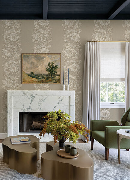 gisela-neutral-floral-columns-wallpaper-york-wallcoverings-4173-27640 - York Wallcoverings Wallpaper